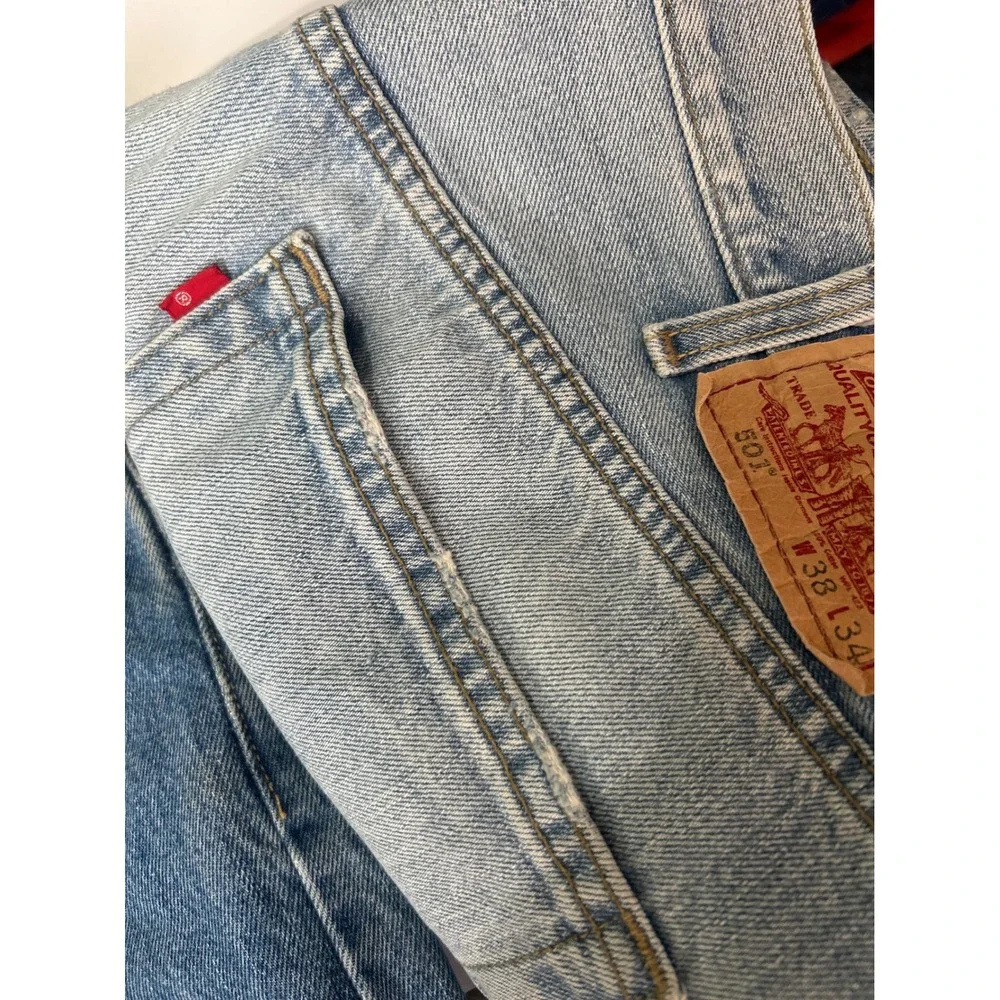 Mens Vtg 2000s 501 Straight Leg Jeans Button Fly Blue Denim Levis 38x34 Lot Of 2